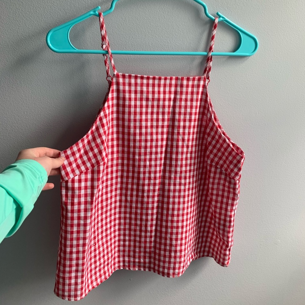 Altar’d State red and White plaid Tank top